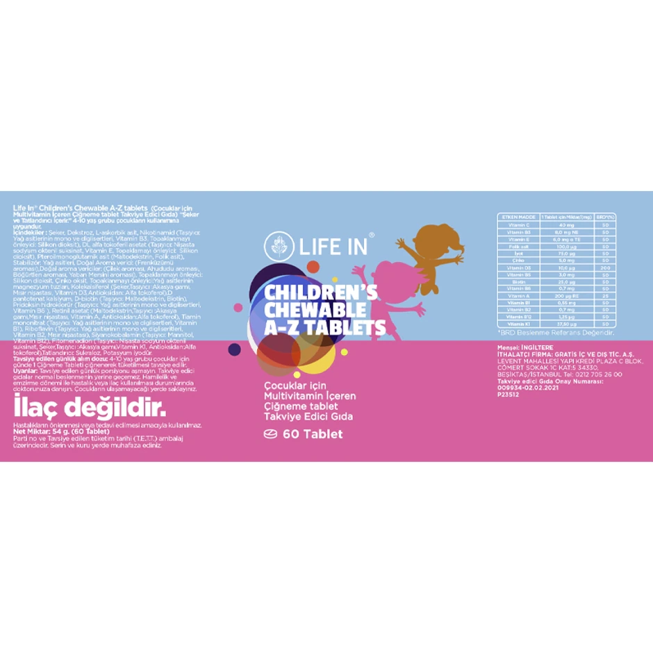 قرص مولتی ویتامین کودکان A-Z لایف این 60 عددی قرص مولتی ویتامین کودکان A-Z لایف این 60 عددی